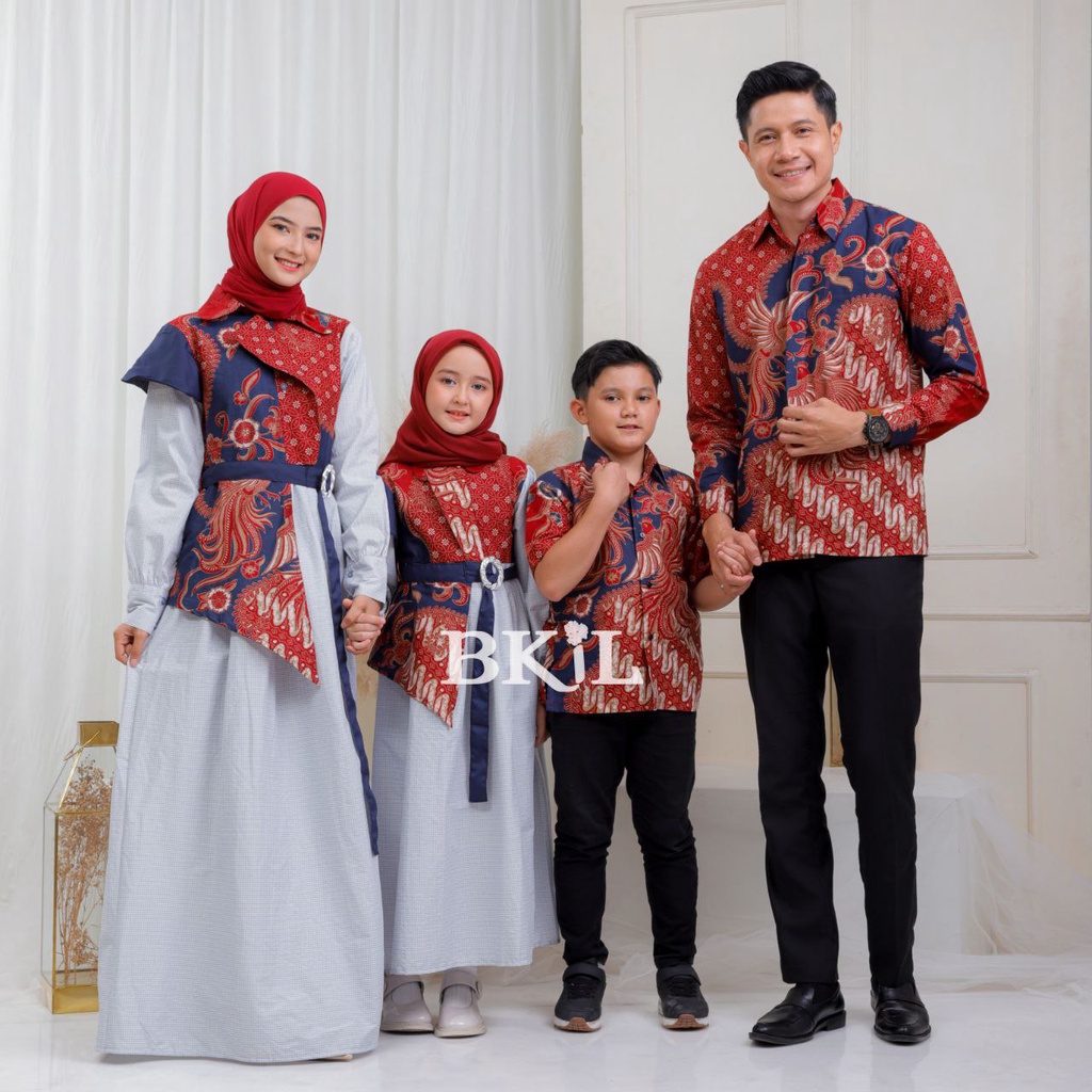 Seragam Baju Couple Batik Sogan Sarimbit Keluarga Mama Papa Anak Cowo Cewe Set Family Modern Terbaru