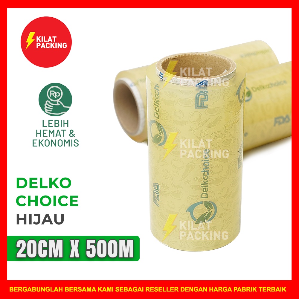 PLASTIK WRAPPING MAKANAN HIJAU EKONOMIS 20CM X 500M / FOOD WRAPPING / CLING WRAP DELKOCHOICE SATUAN