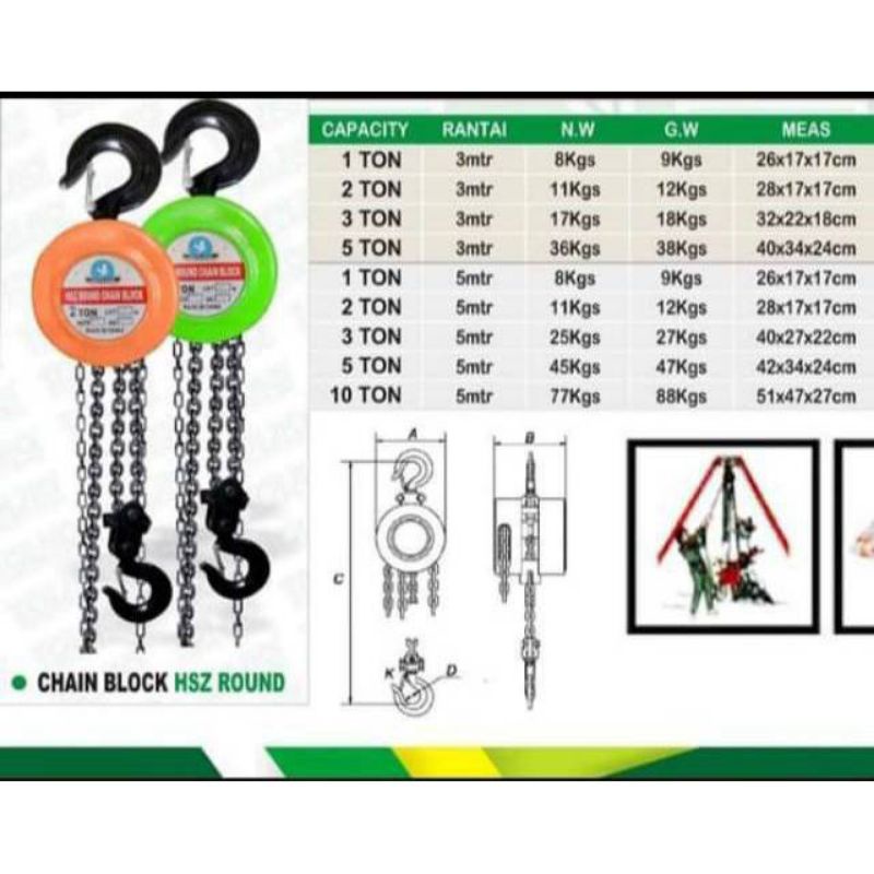 chain Block tackel 1ton x 3meter  ( 1T x 3M )