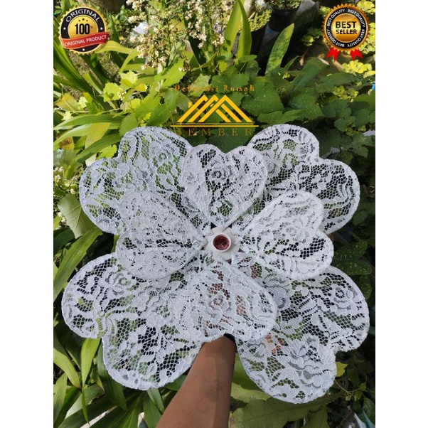 kelopak kap lampu bunga dekorasi model love jumbo + fitingan bahan kain brukat murah cantik dan terl