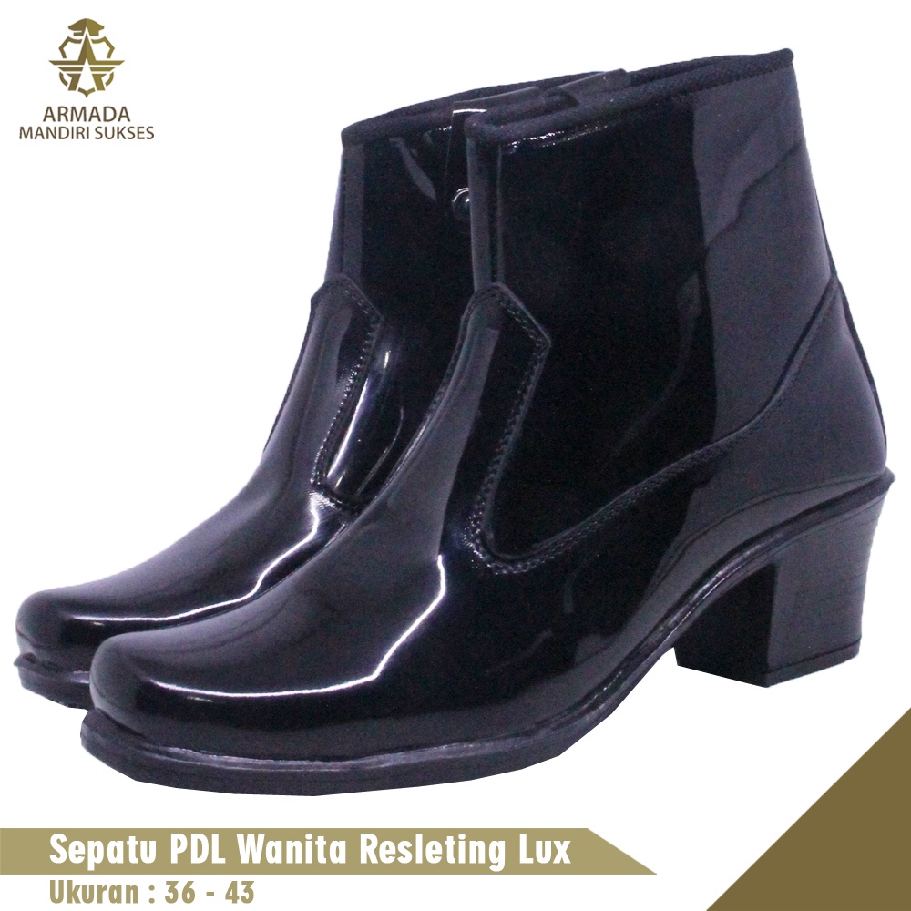 Sepatu PDH PDL Wanita Resleting Lux - Sepatu Dinas Wanita Lux