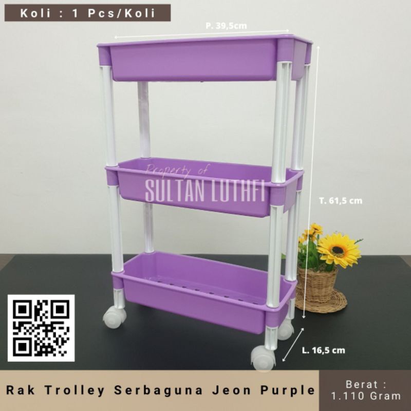 1kg !!! rak troli 3 susun serbaguna + roda jeon rak trolly serbaguna 3 tingkat +roda