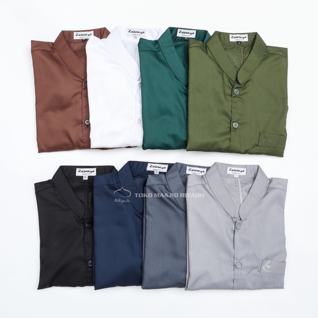 Baju Koko ZAWEEYA Model Aliy Toyobo Polos Putih Warna