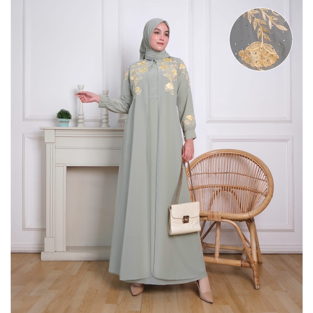 Gamis Hajrah Atiqah || Dress Muslim Wanita || Gamis Lebaran Mewah Payet Terbaru 2023 || Fashion Kekinian ~ DVN STYLE