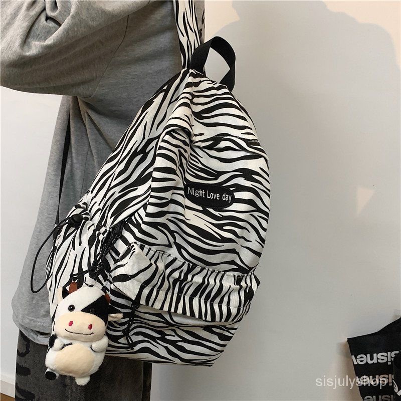 [✅BISA COD] #Sisjuly# Tas Sekolah Wanita Leopard Zebra Cetak Tas Sekolah Tas Bahu Wanita Tas Sekolah