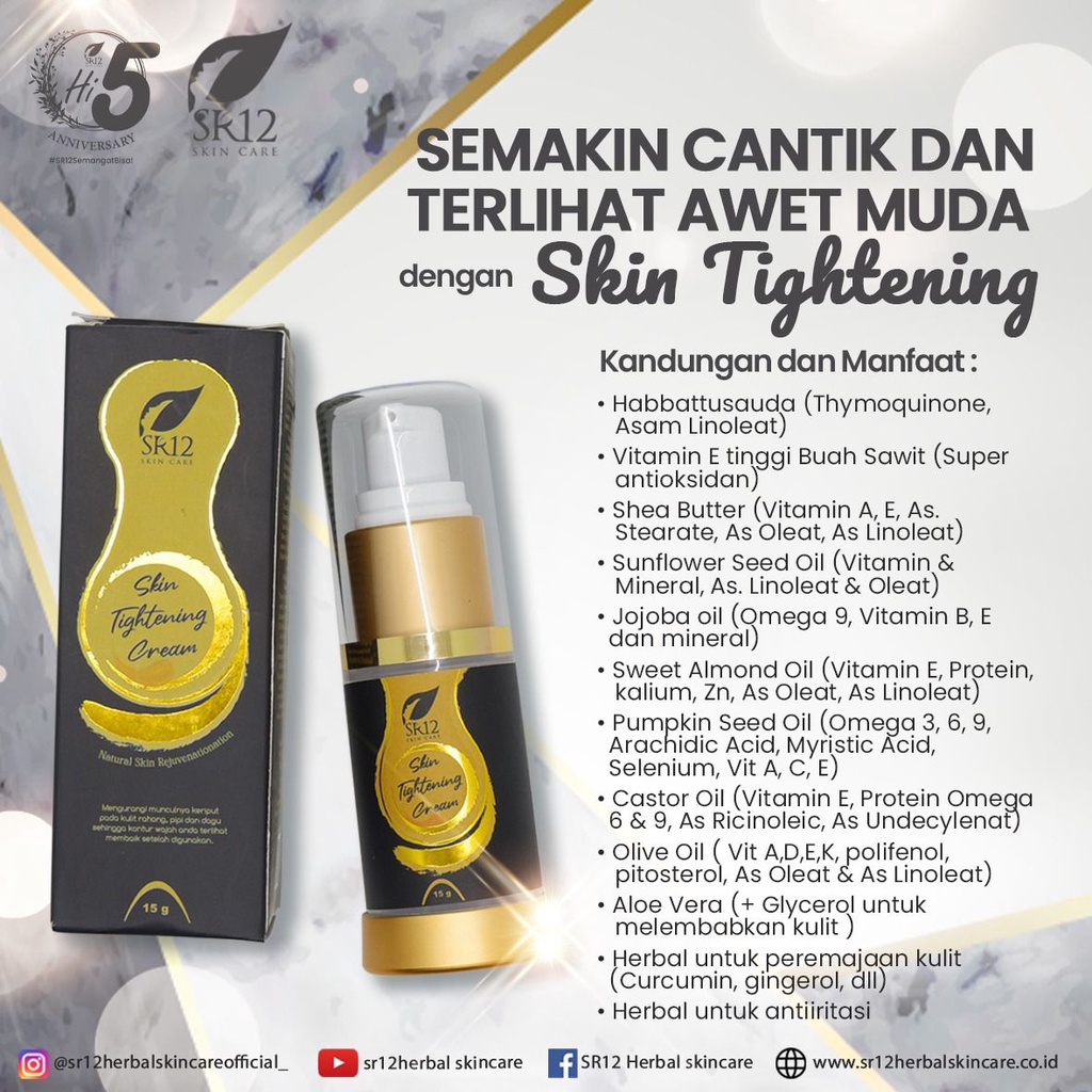 WHITENING TERBAIK!! PENCERAH WAJAH / PENGENCANG ANTI KERUT WAJAH / HERBAL TIGHTENING CREAM SR12