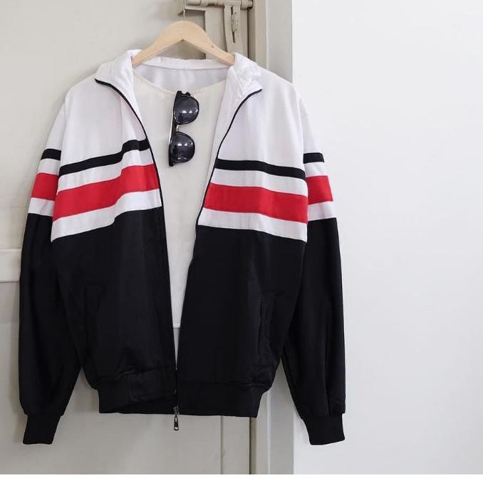 ● Jaket tracktop putih hitam garis merah ☜