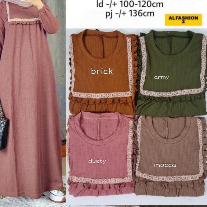 ✸ Sova Maxy - Gamis Knit Rajut Renda LD100+ Bumil /  ☁