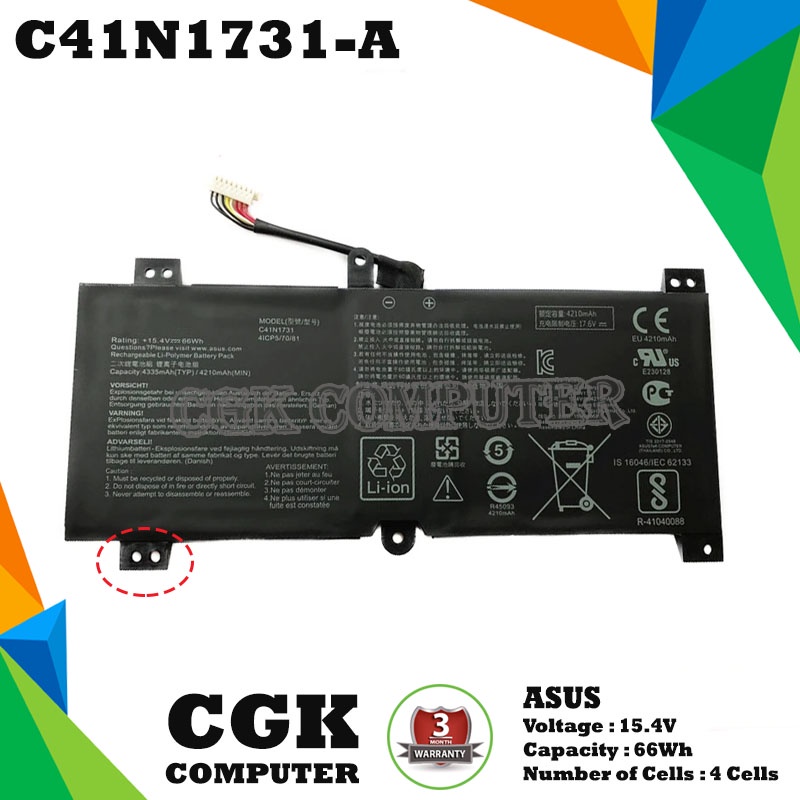 Baterai Laptop Asus C41N1731 for Asus Rog STRIX GL504 GL504G GL504GM C41N1731#A