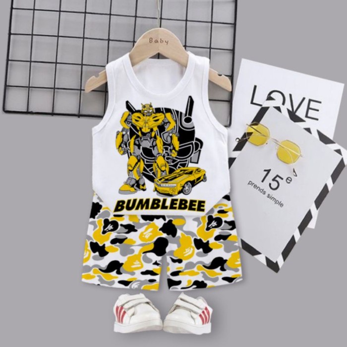 SINGLET SETELAN BAJU ANAK BUMBLEBEE UNTUK ANAK 2-10 TAHUN BISA COD