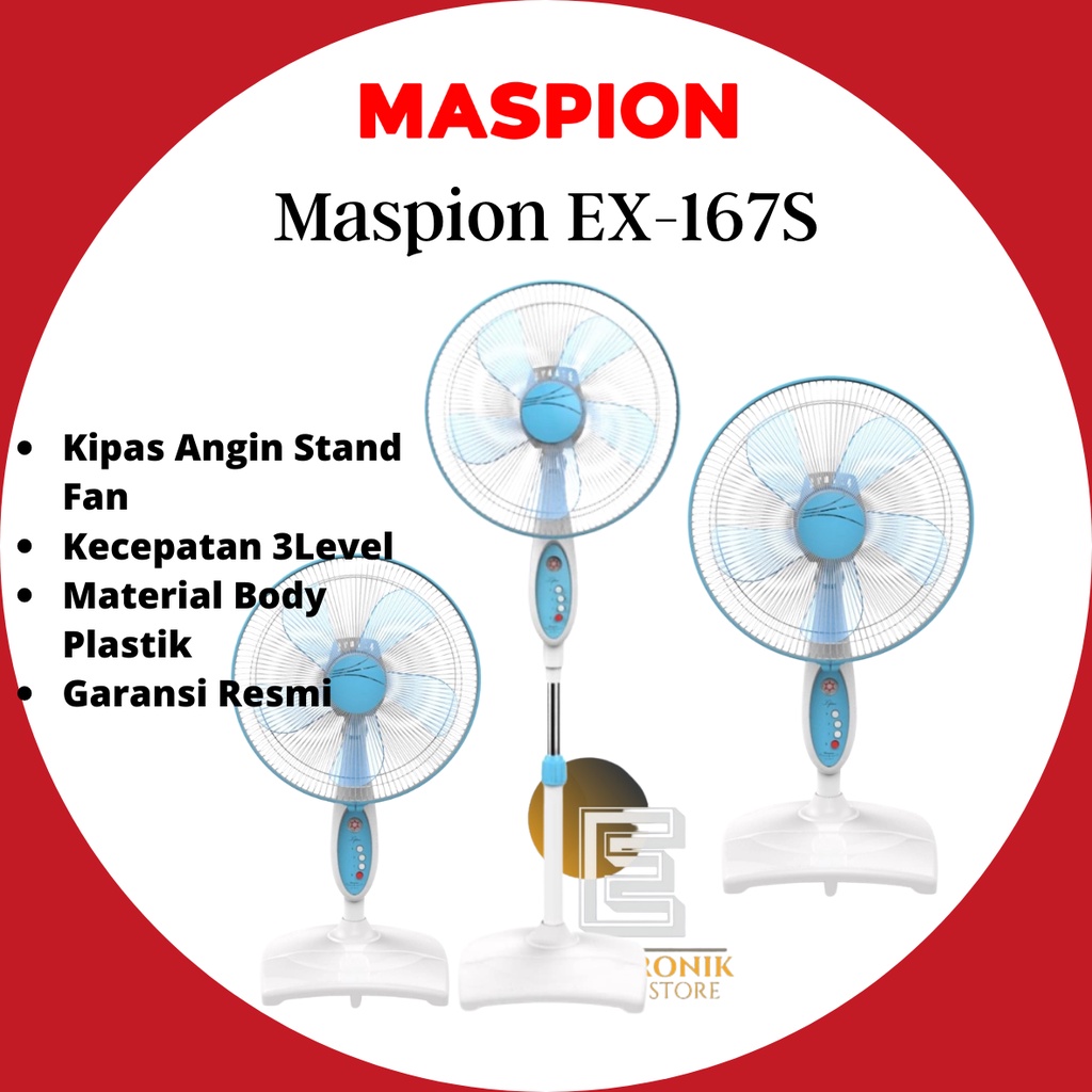 MASPION KIPAS ANGIN EX 167 S STAND FAN KIPAS BERDIRI/EX167S/EX-167S/EX-167 S/EX 167S/EX 167 S/KIPAS 