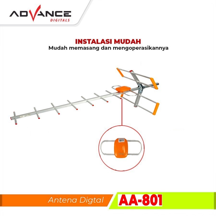 Antena TV Advance AA-801 DVBT2 Outdoor UHF Digital Free Kabel 10 Meter