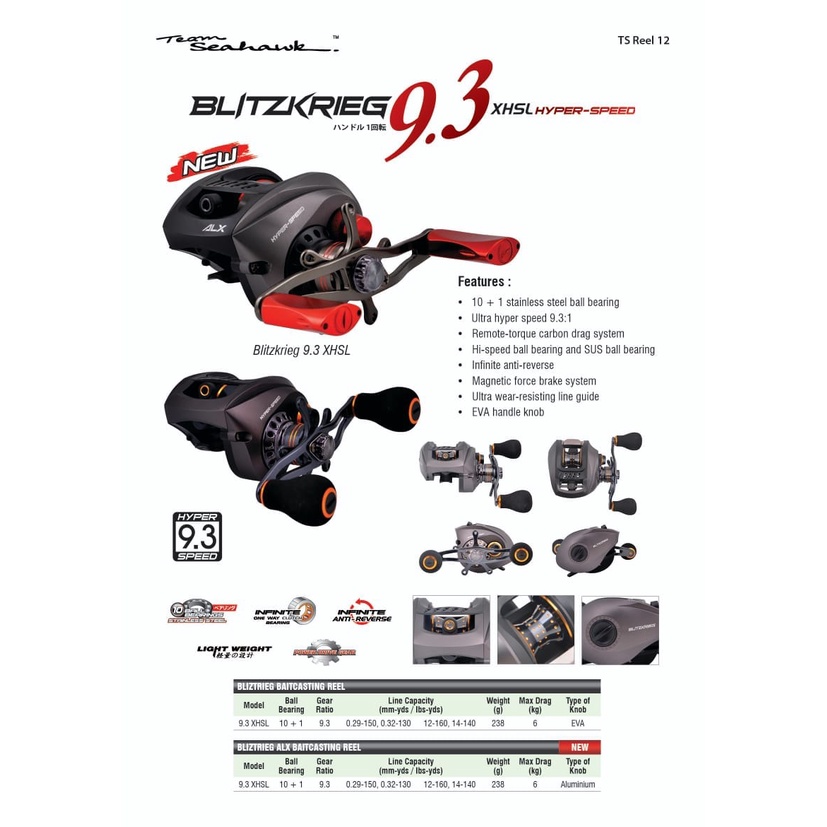 Reel BC / BAITCASTING SEAHAWK BLITZKRIEG 103XHSL (LEFT HANDLE)