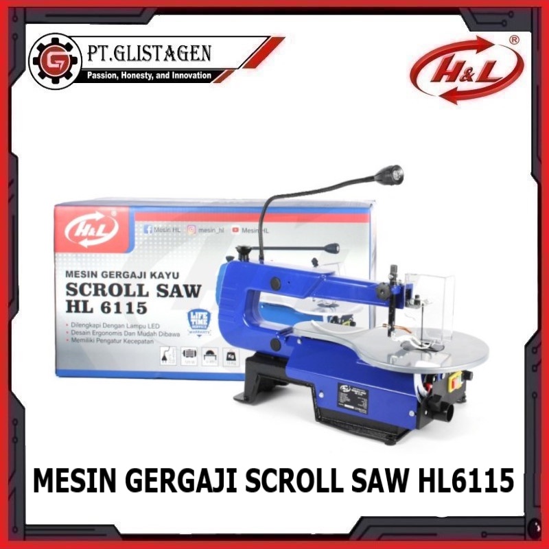 Mesin Scroll Saw 16" Gergaji Kayu Ukir Triplek Jigsaw Duduk HL 6115