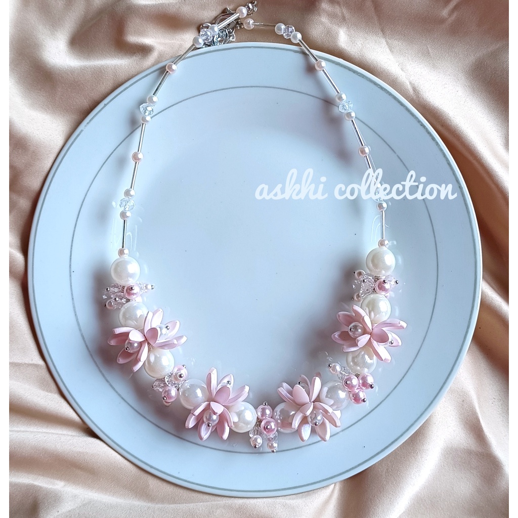 PREMIUM CRYSTAL BEADS NECKLACE / KALUNG DAILY HIJAB / Kalung Kristal Medan