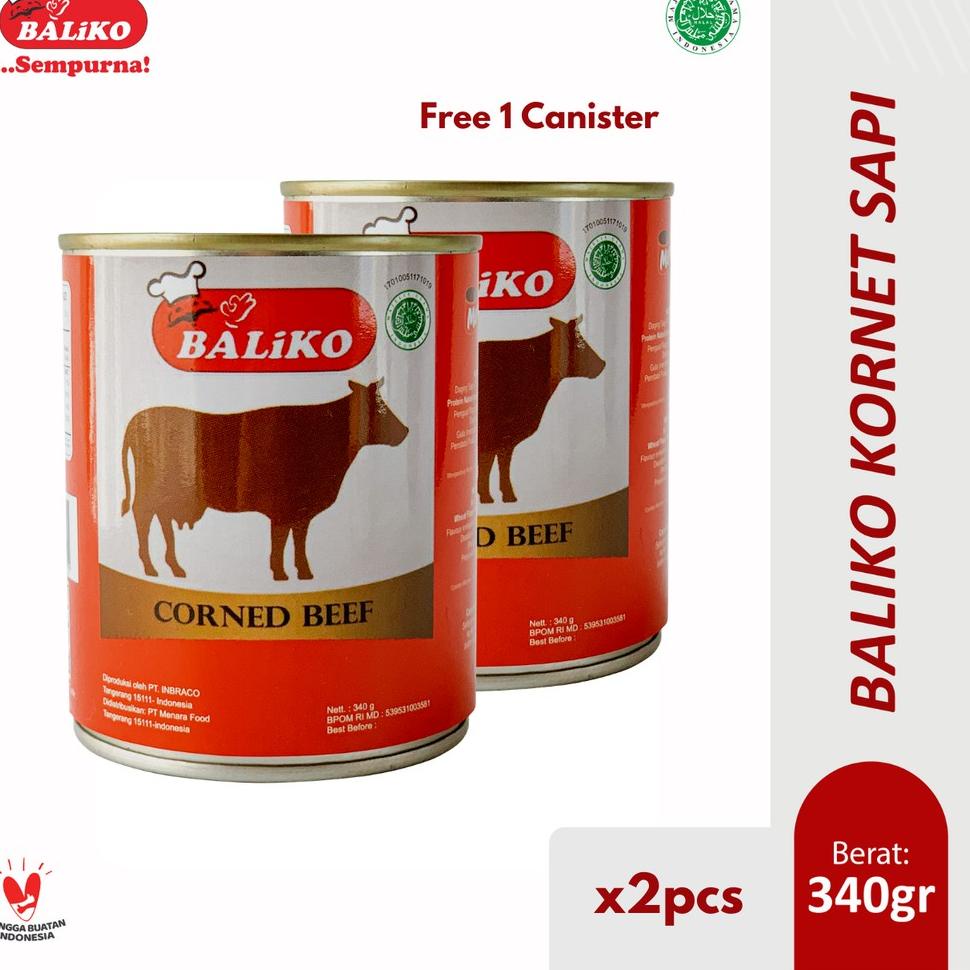 

✬ Baliko Kornet Daging Sapi Premium 340gr - Isi 2pcs ✤