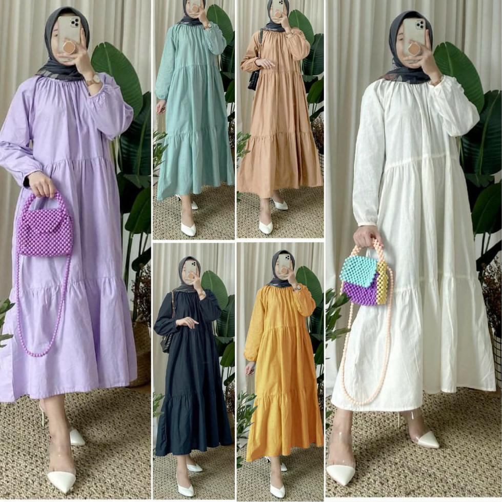 ✨SHOPEE MALL✨ AFI - MC - Sabrina Midi Dress Tunik Jumbo serbuuu 
