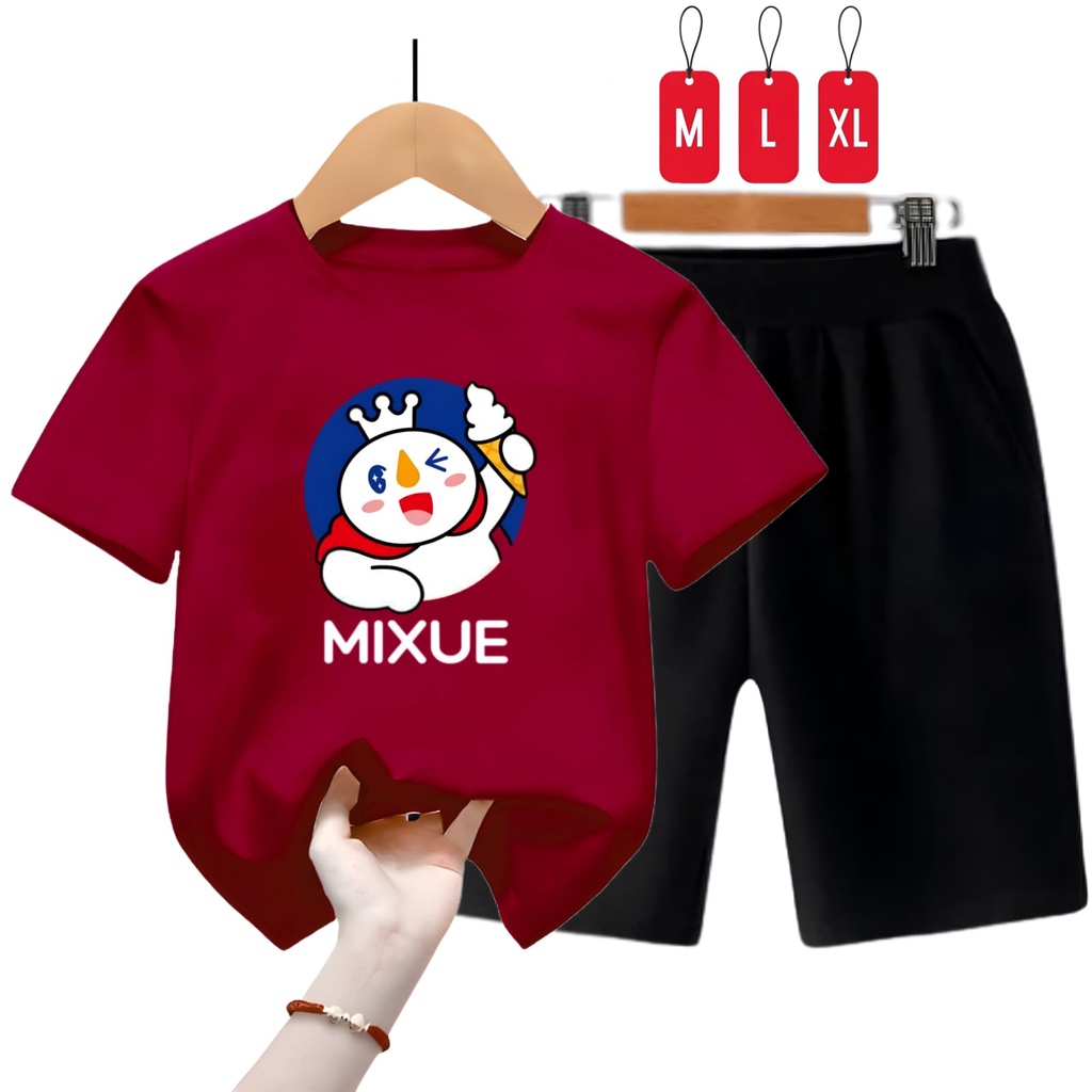 Hzl_outfit Kaos Setelan Anak Laki-Perempuan Mixue/ Setelan Kaos Anak Anak