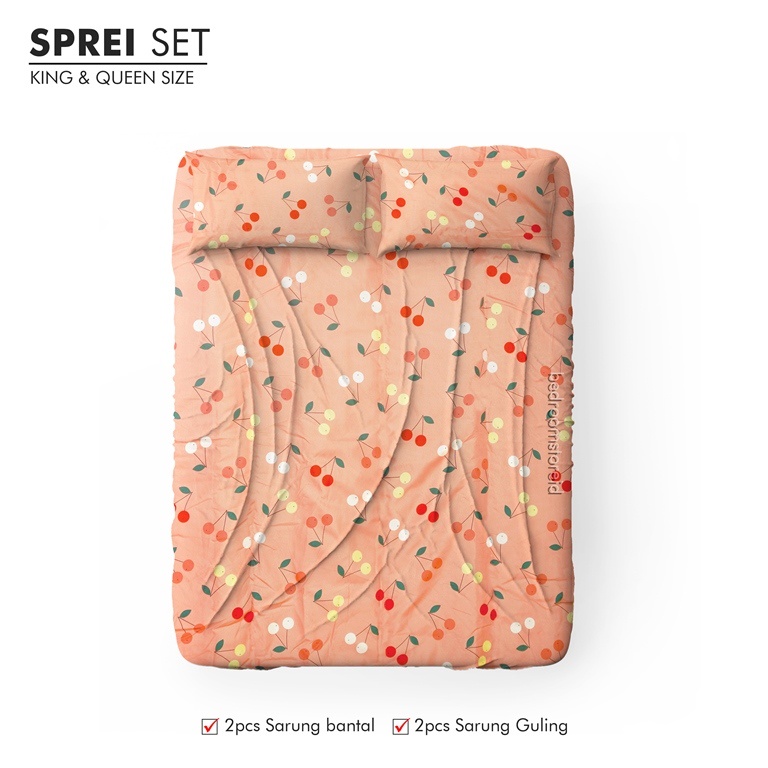 SPREI AESTHETIC MOTIF CHERRY PEACH SUDAH TERMASUK SARBAN SARGUL