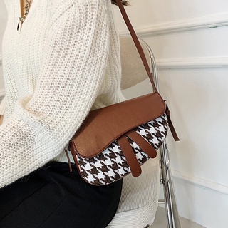 Bag Houndstooth Graphic Flap Saddle Bag Crossbody Bag 10045