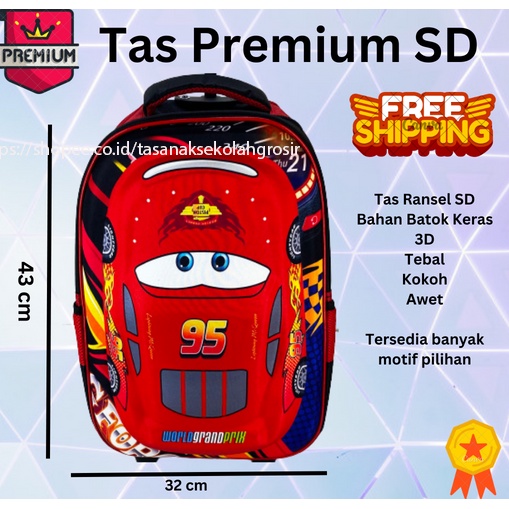 COD ~ IMPORT Tas Ransel Cars Emboss 3D Timbul / Tas Sekolah / Tas anak tas anak sekolah import / Tas Ransel Sekolah Anak SD Cas 3D Timbul Hard Cover Cars EMBOS CARS TK KILAP