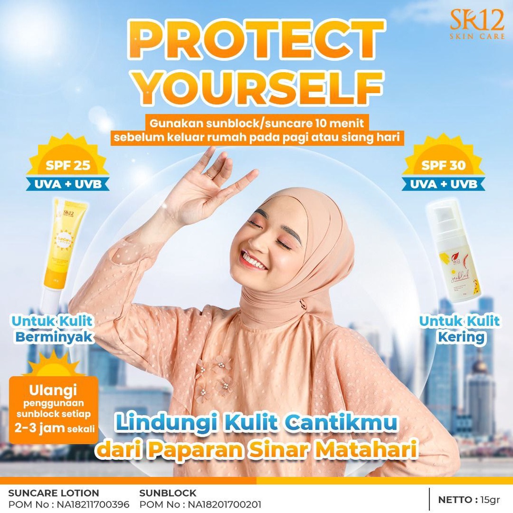 SUNSCREEN WAJAH SUNCARE SUNBLOCK SR12 LOTION ANTI BELANG PELINDUNG DARI SINAR UV A&amp;B PELEMBAB WAJAH