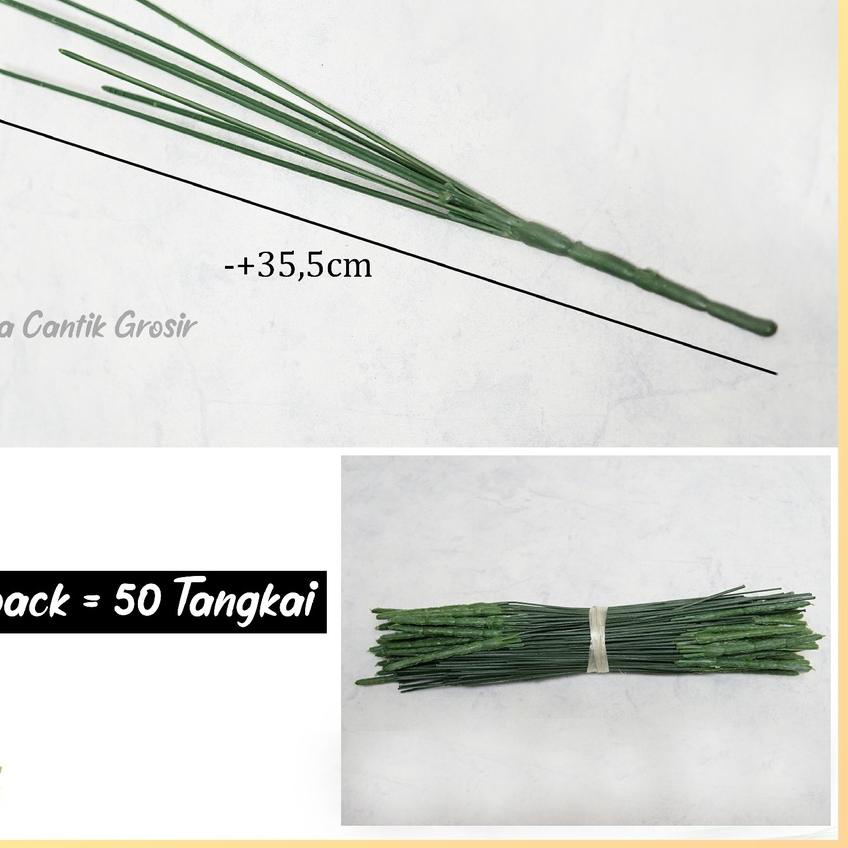 ☄ Tangkai Bunga Pendek Cabang 7 (1 Ikat:50 Pcs) / Tangkai Daun / Tangkai Bunga Polos /  Tangkai Plas