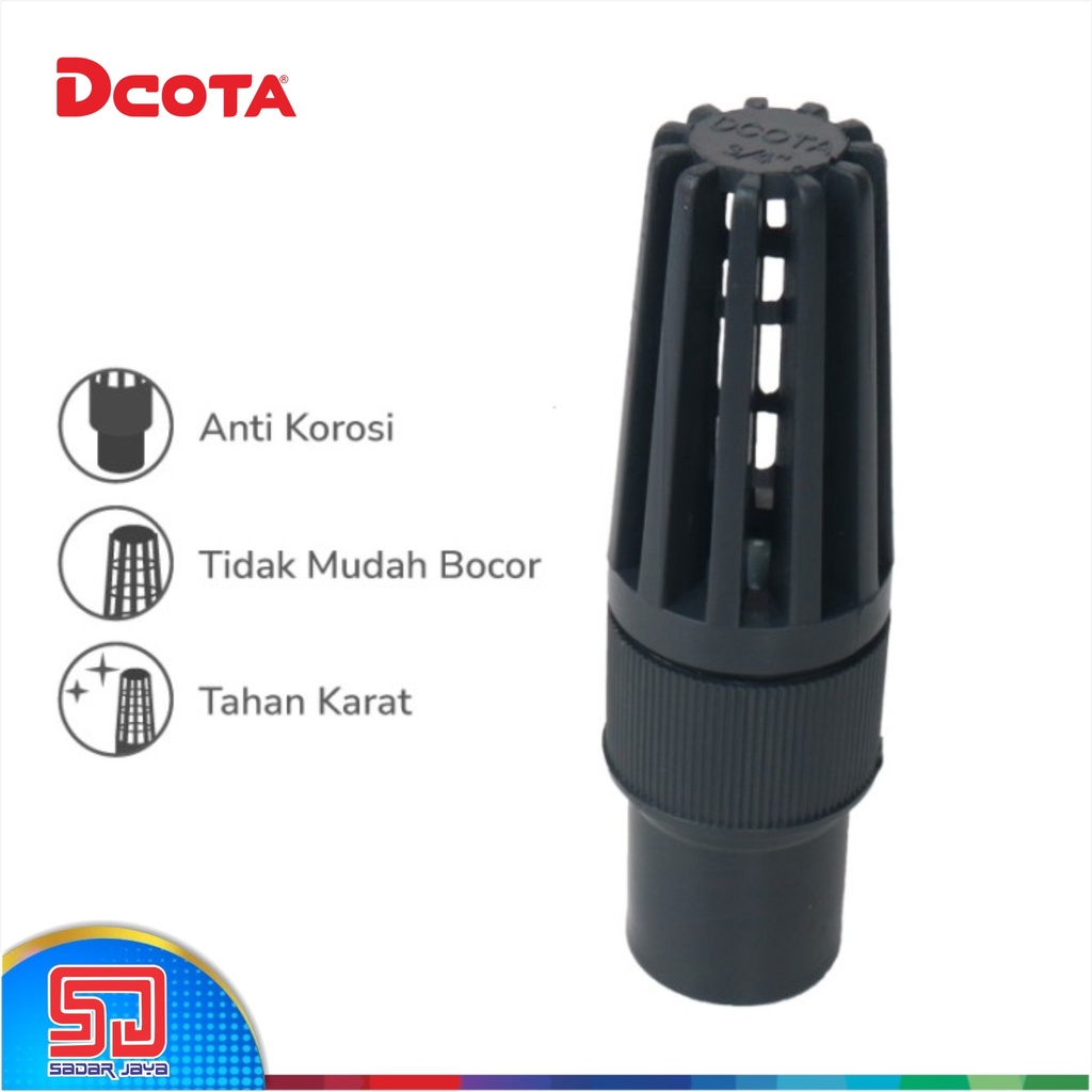 DCOTA PVC FOOT Valve Klep PVC 3/4&quot; 1&quot; Saringan Tusen Plastik