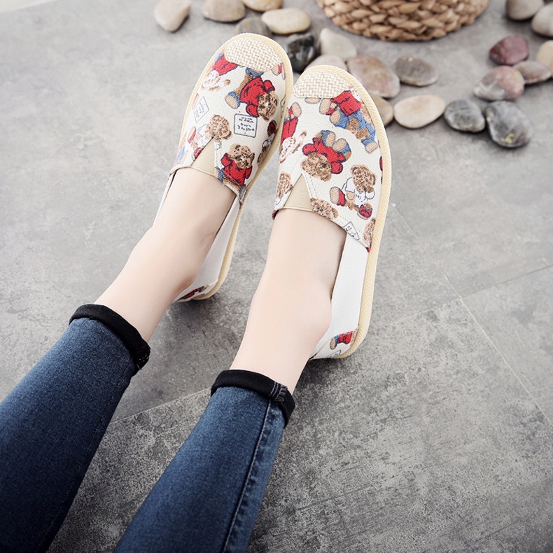 FYGALERY SHS007 Sepatu Flatshoes Bahan Katun Motif Pansus Shoes Woman Fashion Casual Korea Style Murah