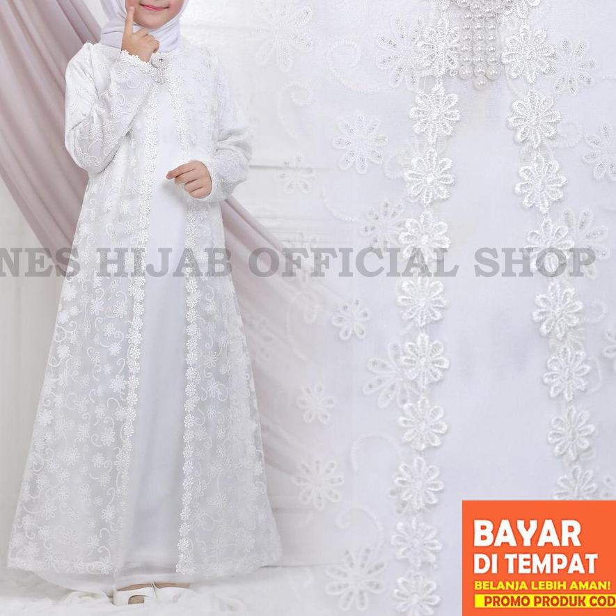➢ Agnes Baju Muslim Anak / Gamis Putih Anak / Gamis Putih / Baju Umroh Anak / Baju Lebaran Anak ☑