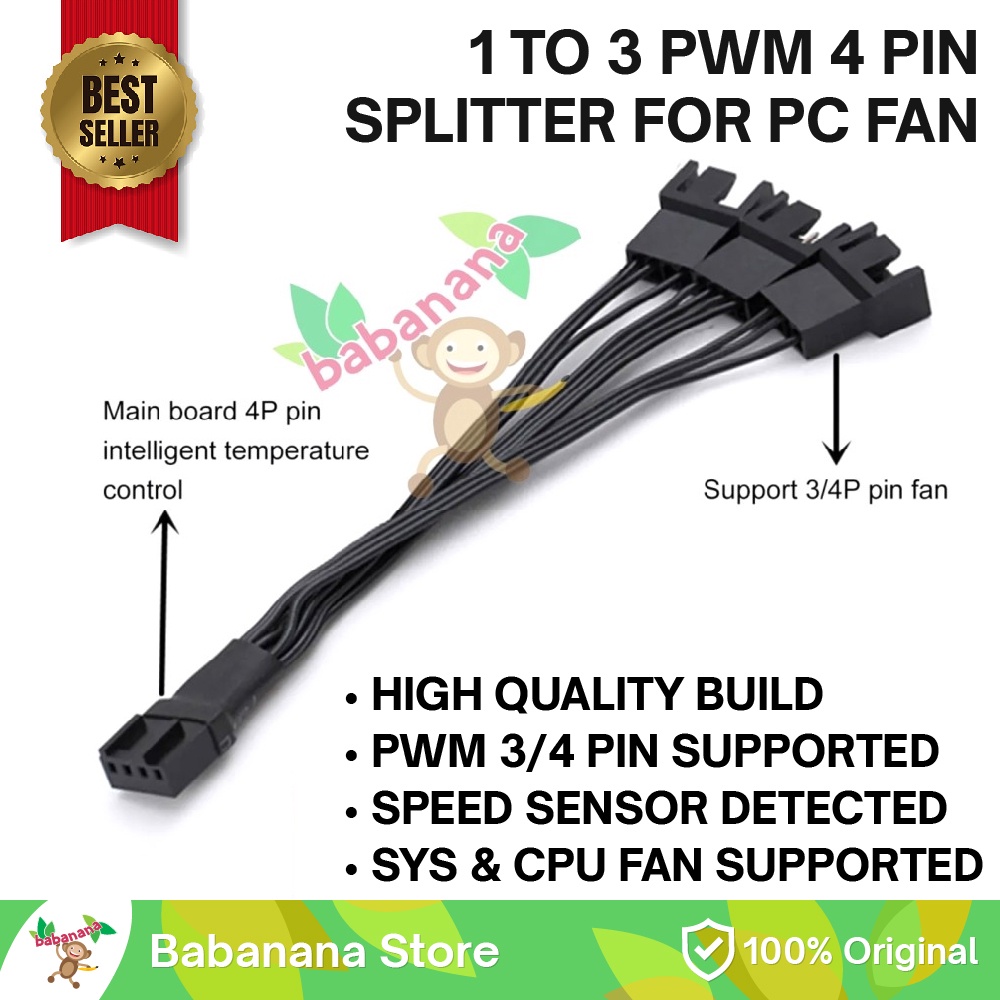 Jual Kabel Splitter Y 1 To 3 Pwm Computer Fan 4pin Cable Hub 4 Pin Cabang Shopee Indonesia 2265