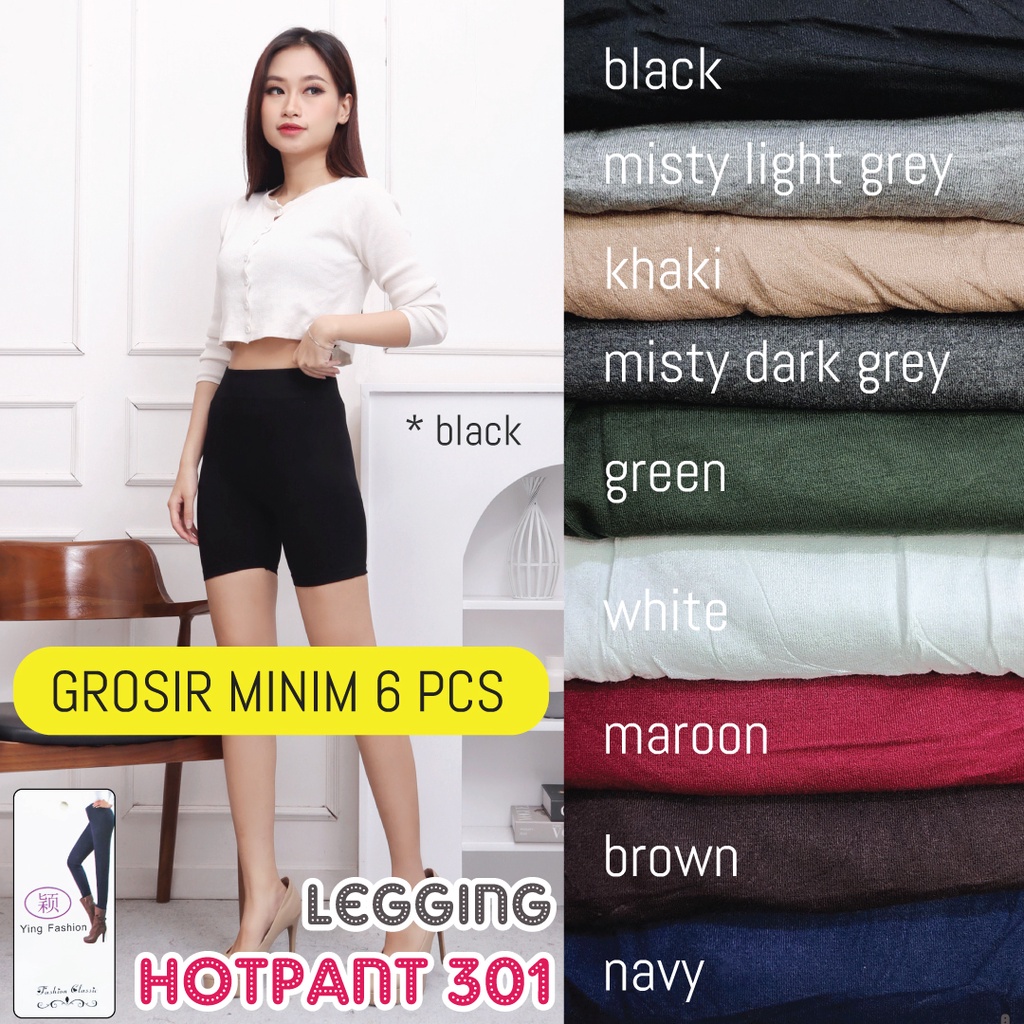 [Grosir Minim 6 pcs ] LEGGING PENDEK 301 HOTPANTS / Leggings Shot Short strit Pendek All size Slim &amp; Jumbo &amp; SuperJUMBO Spandek Jumbo Size Fit / LEGGING IMPORT / LEGGING HITAM