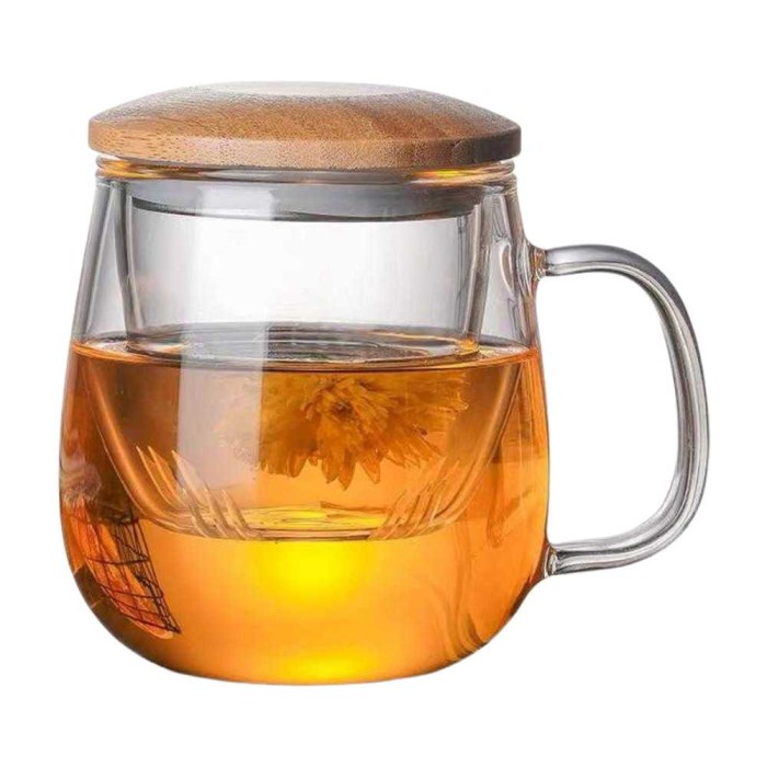 Gelas Cangkir Teh Tea Cup Mug With Infuser Filter Teapot Infuser Kaca