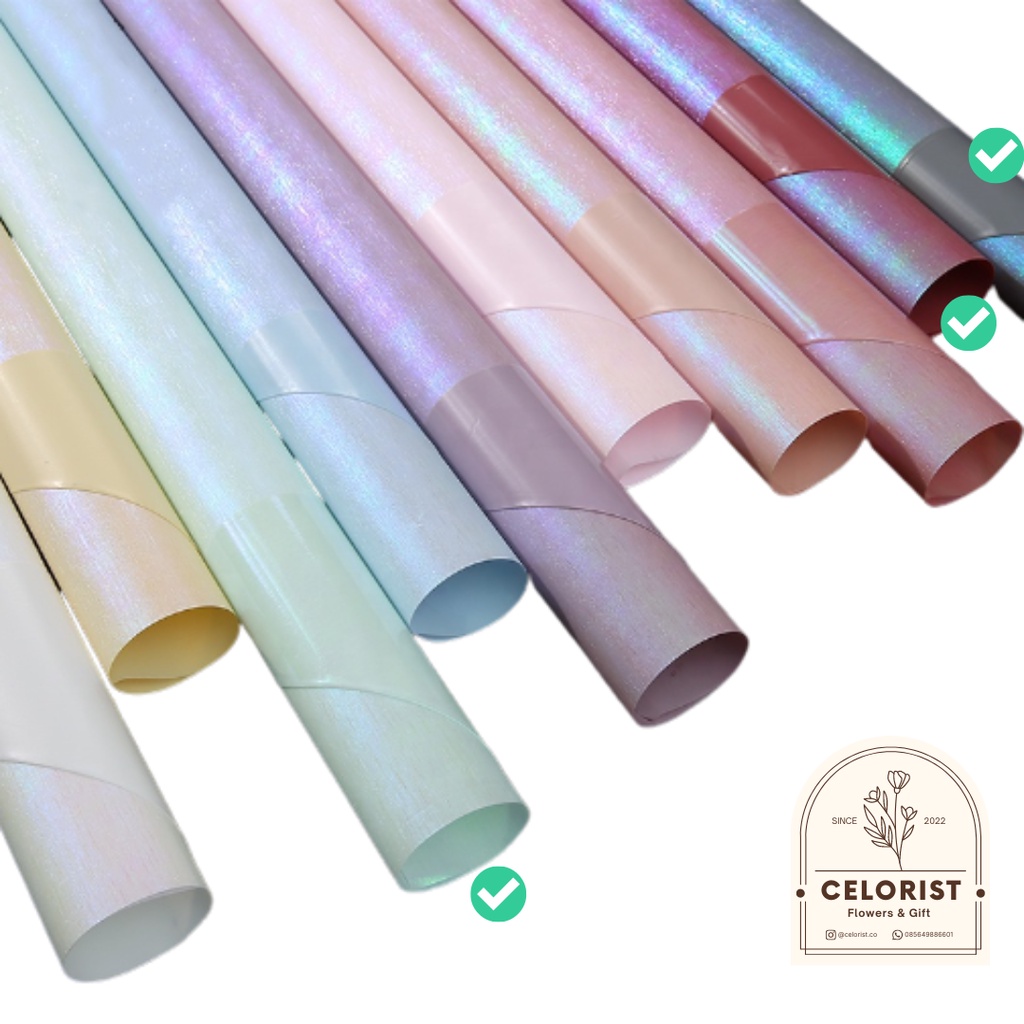 Kertas Wrapping Buket Bunga - HOLOGRAM BICOLOR/Cellophane Paper