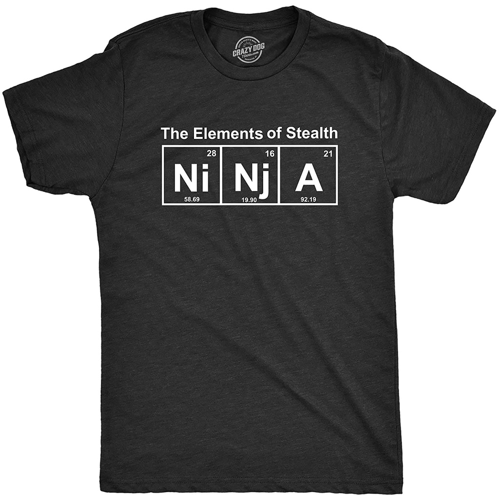 KAOS Mens Ninja Element of Stealth T Shirt Funny Adult Humor Graphic Nerdy Tees