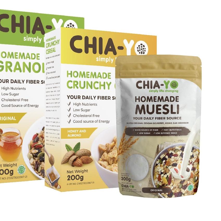 

✤ Chiayo Crunchy Cereal 200gr + Granola Original 500gr + Muesli 300gr (Bundling) ⅍