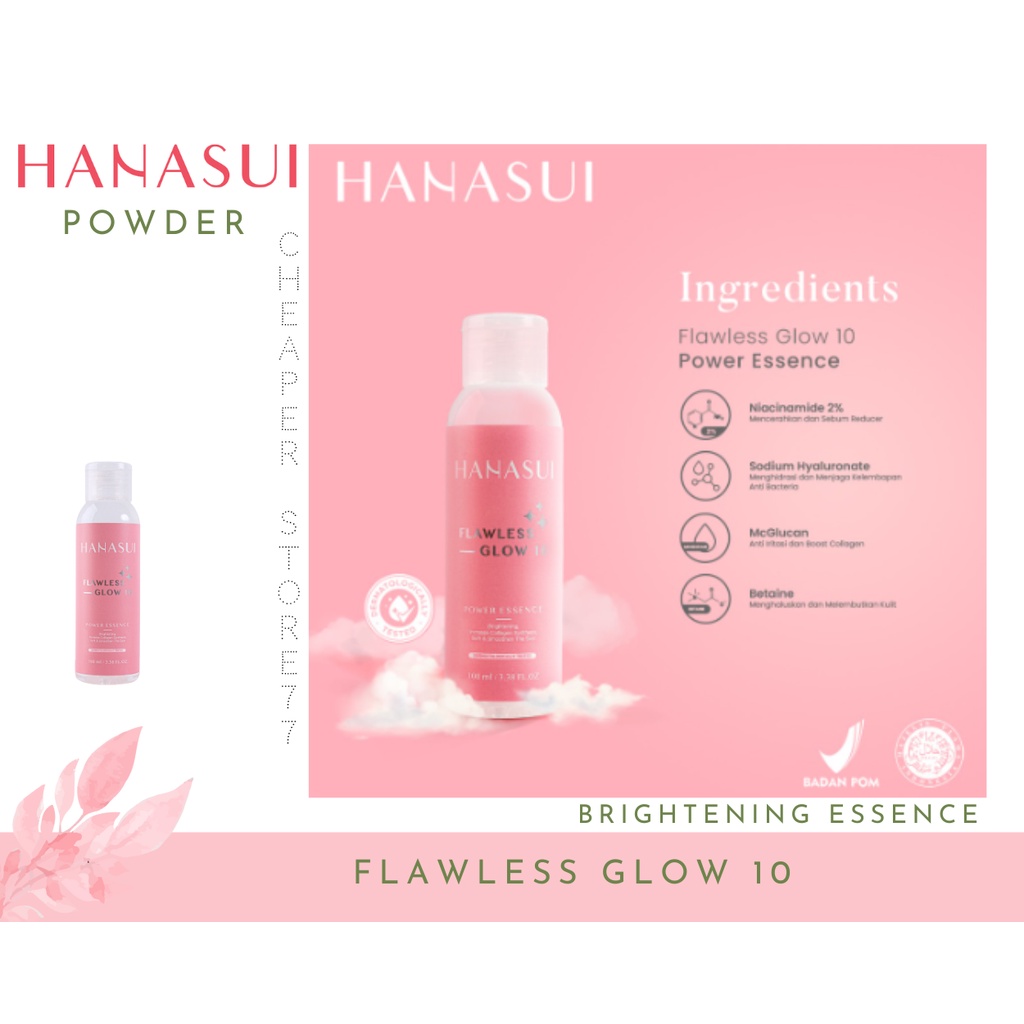 HANASUI - FLAWLESS GLOW 10 SERIES - PAKET LENGKAP - CLEANSER - DAY CREAM - NIGHT CREAM - ESSENSE