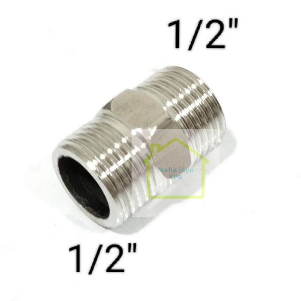 Double Nepel 1/2&quot; Stainless steel / Hose Nipple Drat Luar