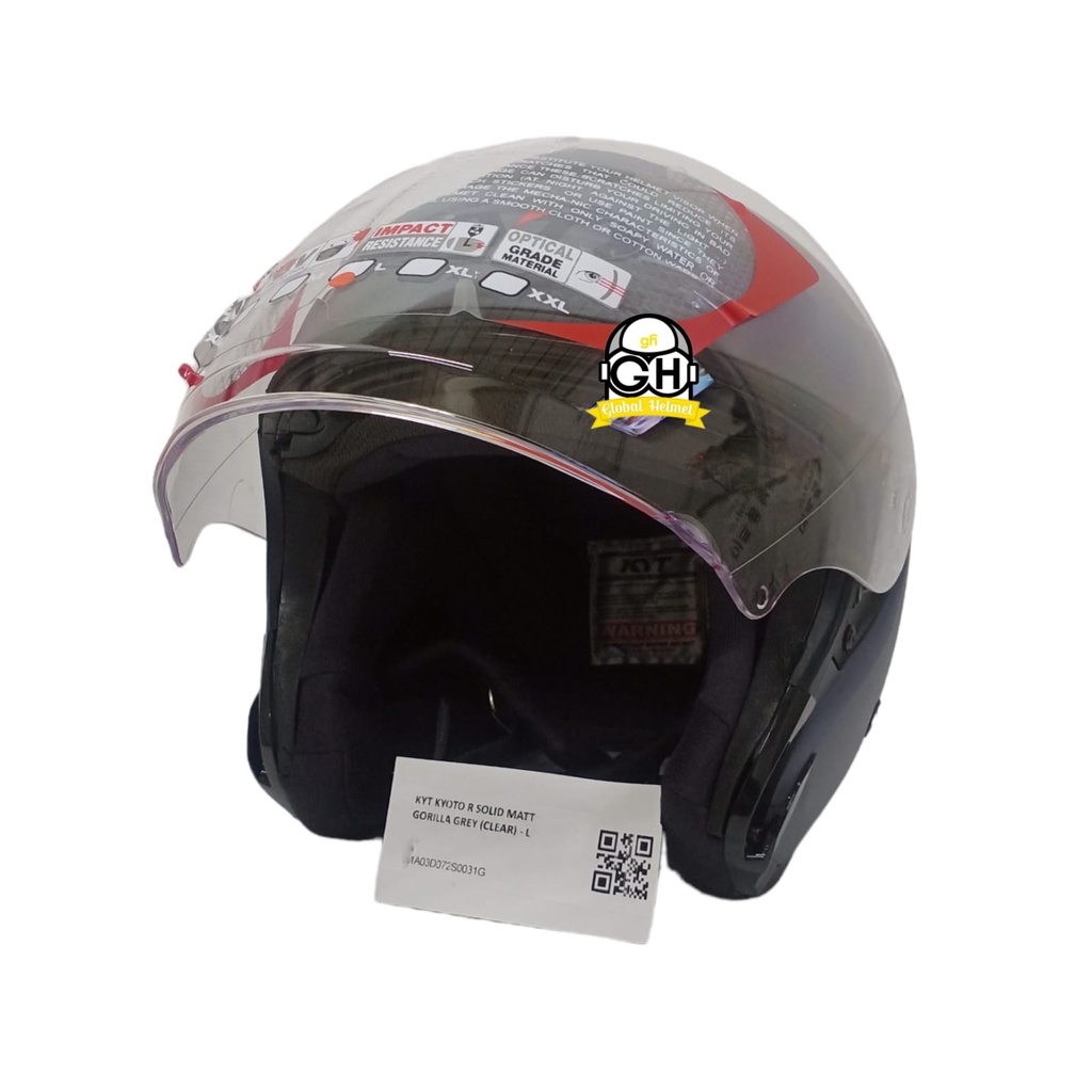 HELM KYT KYOTO SOLID MATT GORILLA GREY HALF FACE SINGLE VISOR