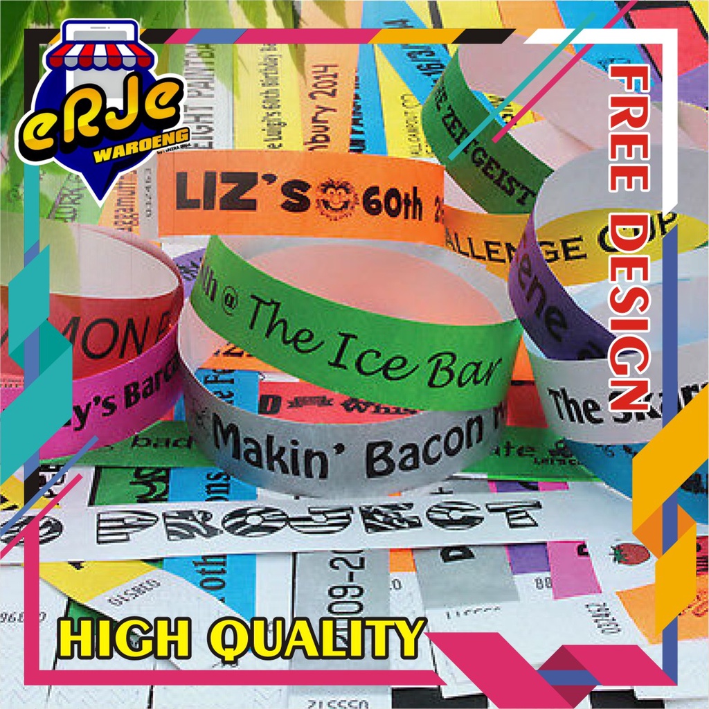 

Gelang Tiket Acara / Gelang Event / Gelang Wahana / Gelang Konser / Gelang Wisata (bahan art paper 150gr)