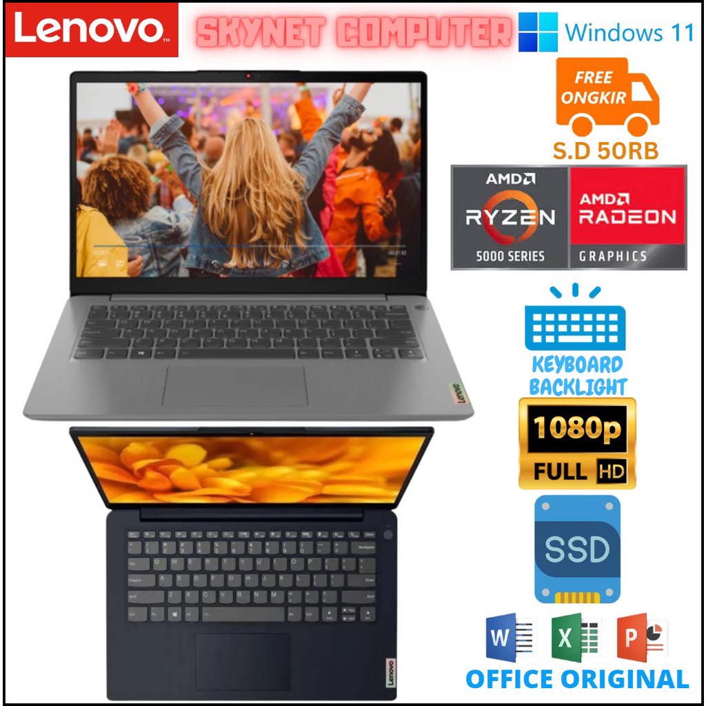 LENOVO IDEAPAD SLIM 3 AMD RYZEN 5 5625U RAM16GB SSD512GB 14 FHD WINDOWS 11 DAN OHS 2021 ORIGINAL