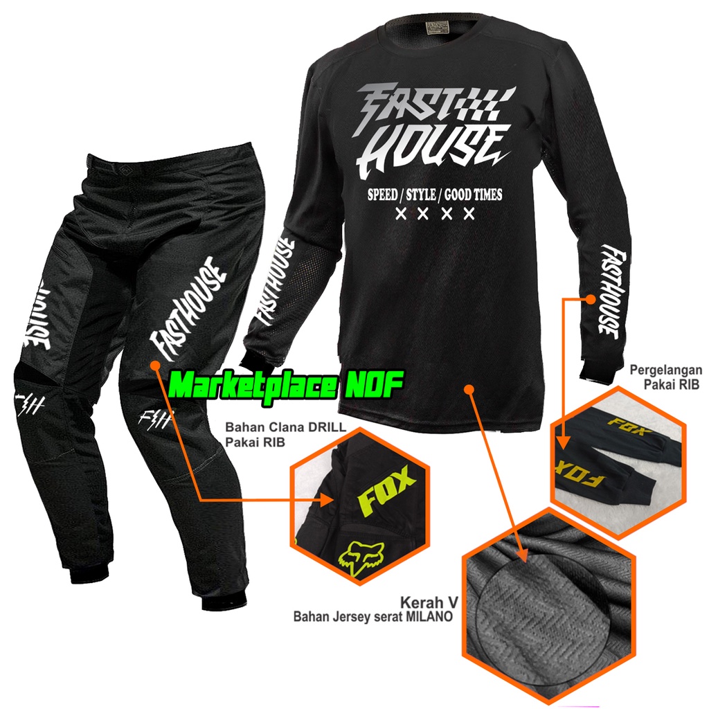 jersey cross Motor adventure Motocross trail baju mx Hitam FH putih abu set celana tril cros Trabas 