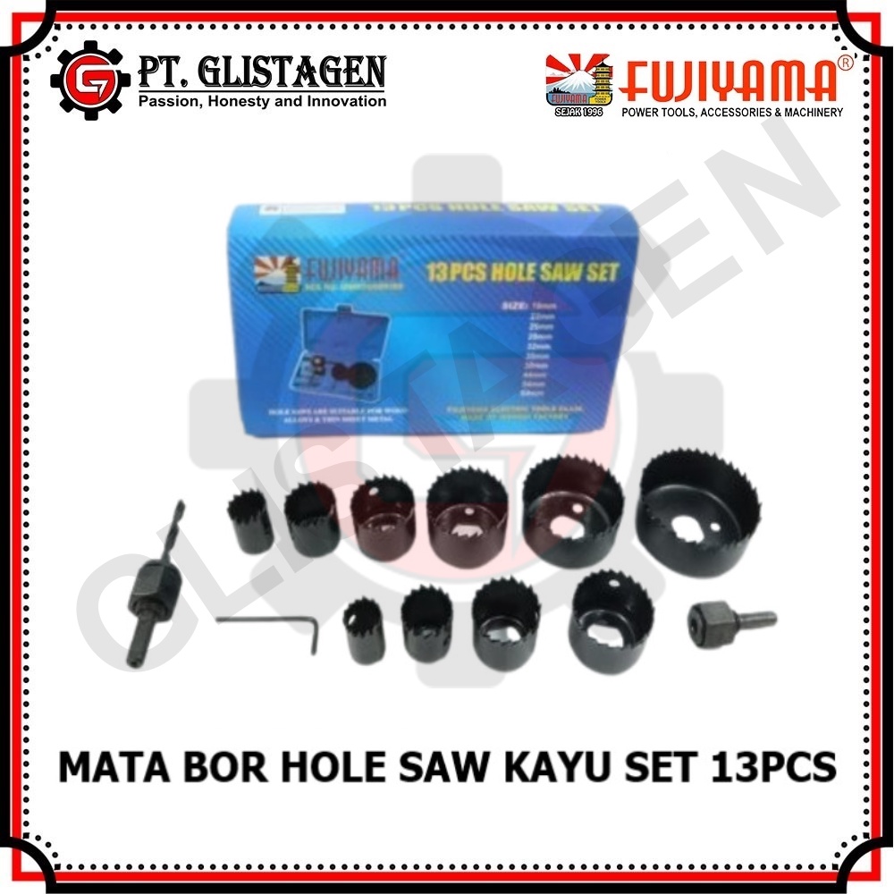 Mata Bor Pelubang Kayu Hole Saw Set 13 Pcs Holesaw Kit 13Pcs