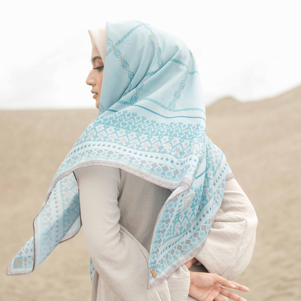 ALIF JILBAB SEGI EMPAT MOTIF PARIS PREMIUM KOREA - CARTWHEEL IN AQUA ( SPR-D7-001 )