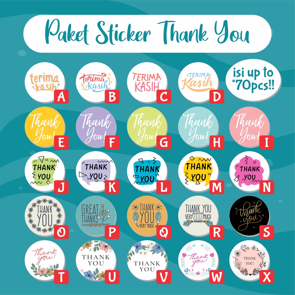 

PAKET Sticker THANKYOU Bahan Chromo / Sticker THANKS / Stiker Bulat