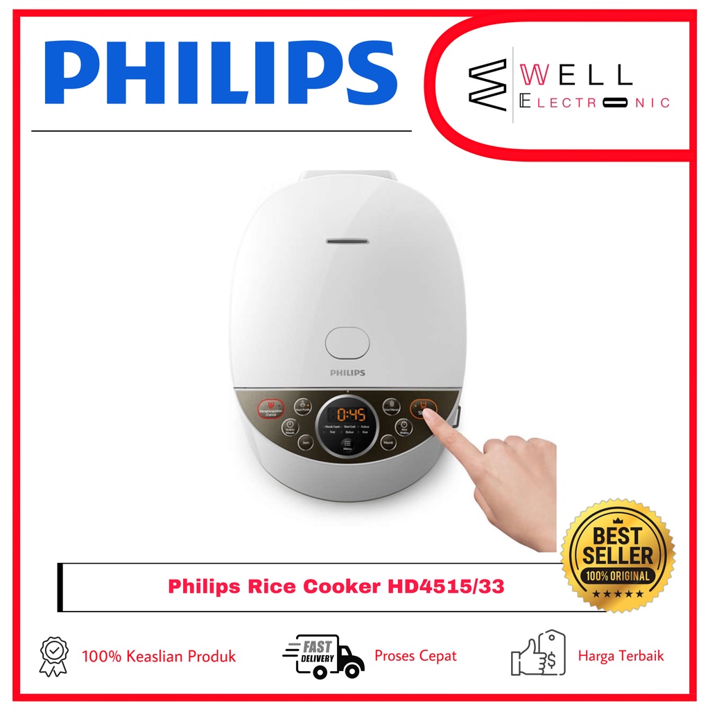 (NEW) PHILIPS MAGIC COM RICE COOKER DIGITAL HD4515/33 HD 4515 -WHITE (NEW)