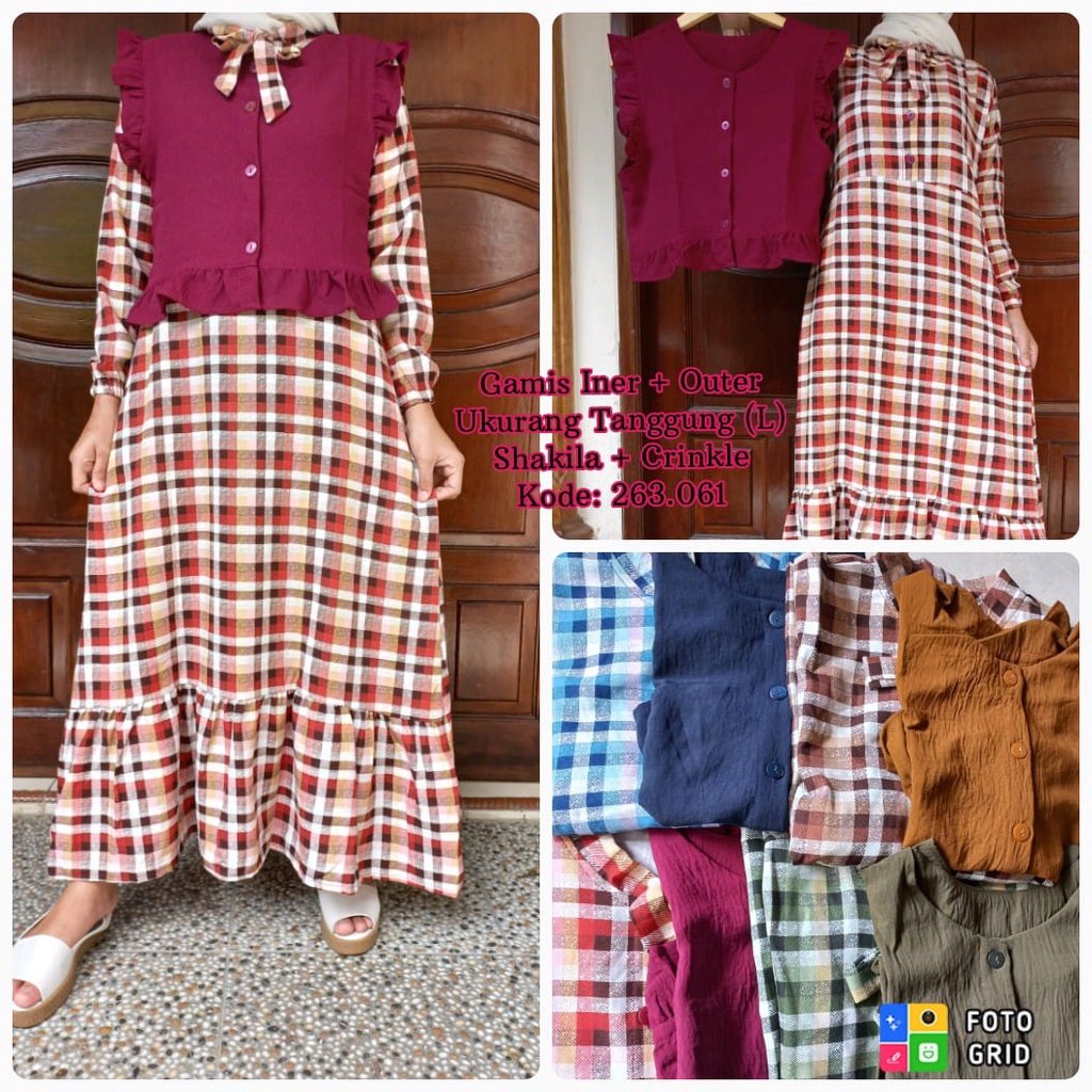 Gamis Anak Tanggung Umur 13-16 Tahun/Kode: 263.061/ Gamis Rompi/ Gamis Outer/Gamis kekinian