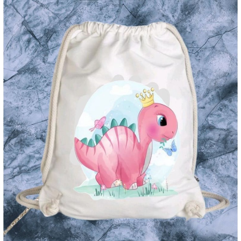 ASP-Tas Srut atau String Bag  Toy Story ( BISA Request GAMBAR)-Dinosaurus pink