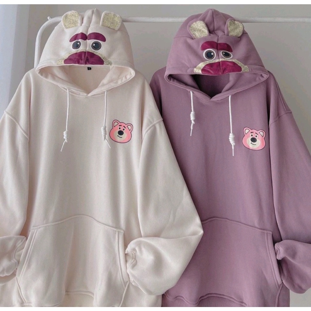 SWEATER HOODIE BEAR CUTE JACKET WANITA LUCU KOREAN FASHION OUTFIT KEKINIAN OUTERWEAR KASUAL