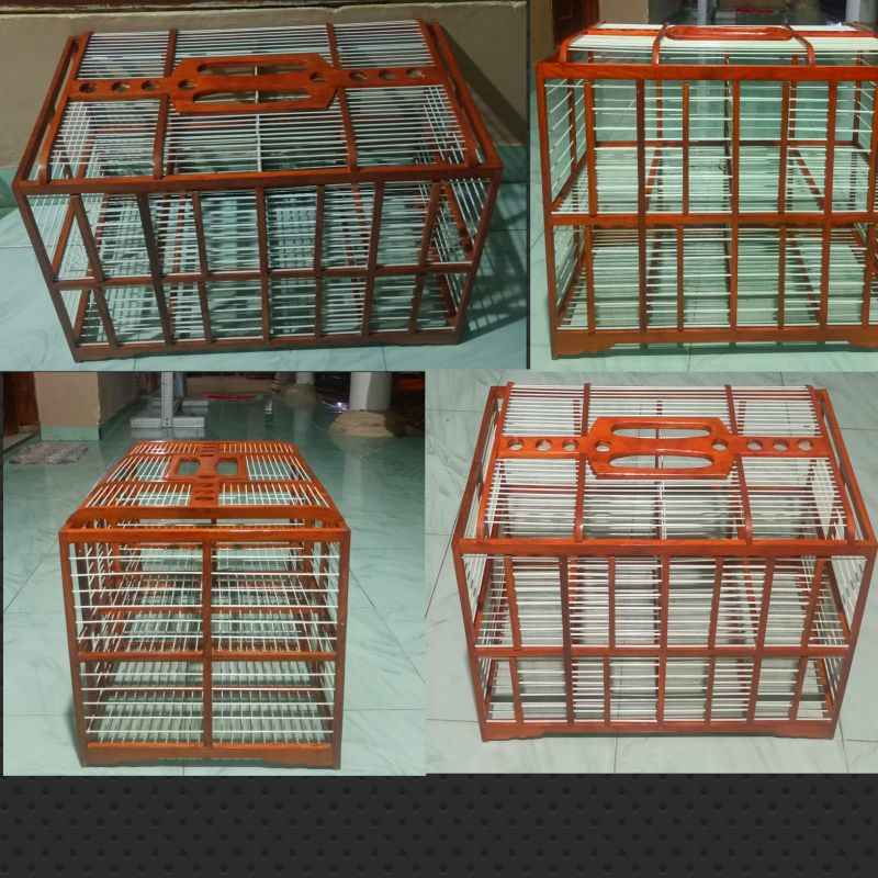 SANGKAR BURUNG MERPATI /KURUNG MERPATI 4 PINTU FINISHING. FULL FIBER DAN KAYU JATI